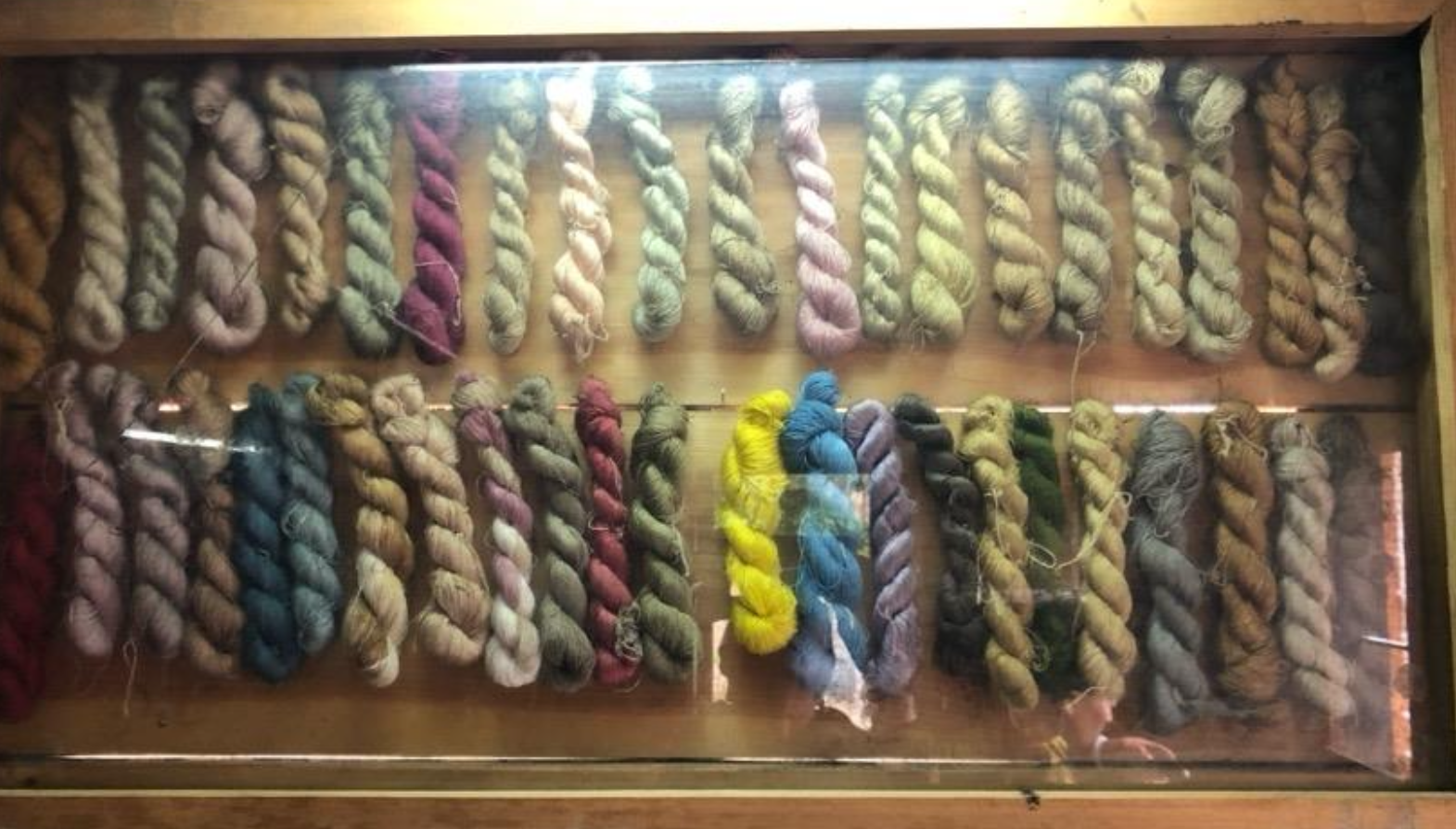 Naturally dyed yarns displayed at the Textile Museum