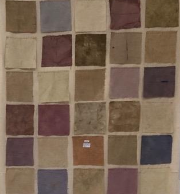 Solar dye quilt of fabric squares
